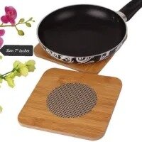 Medium Size 7" inches Heat Resistance Wooden Tea mat Tea Coaster Placement Square, Round, Hexagon Shapes for Drinking Pot Hot Pot