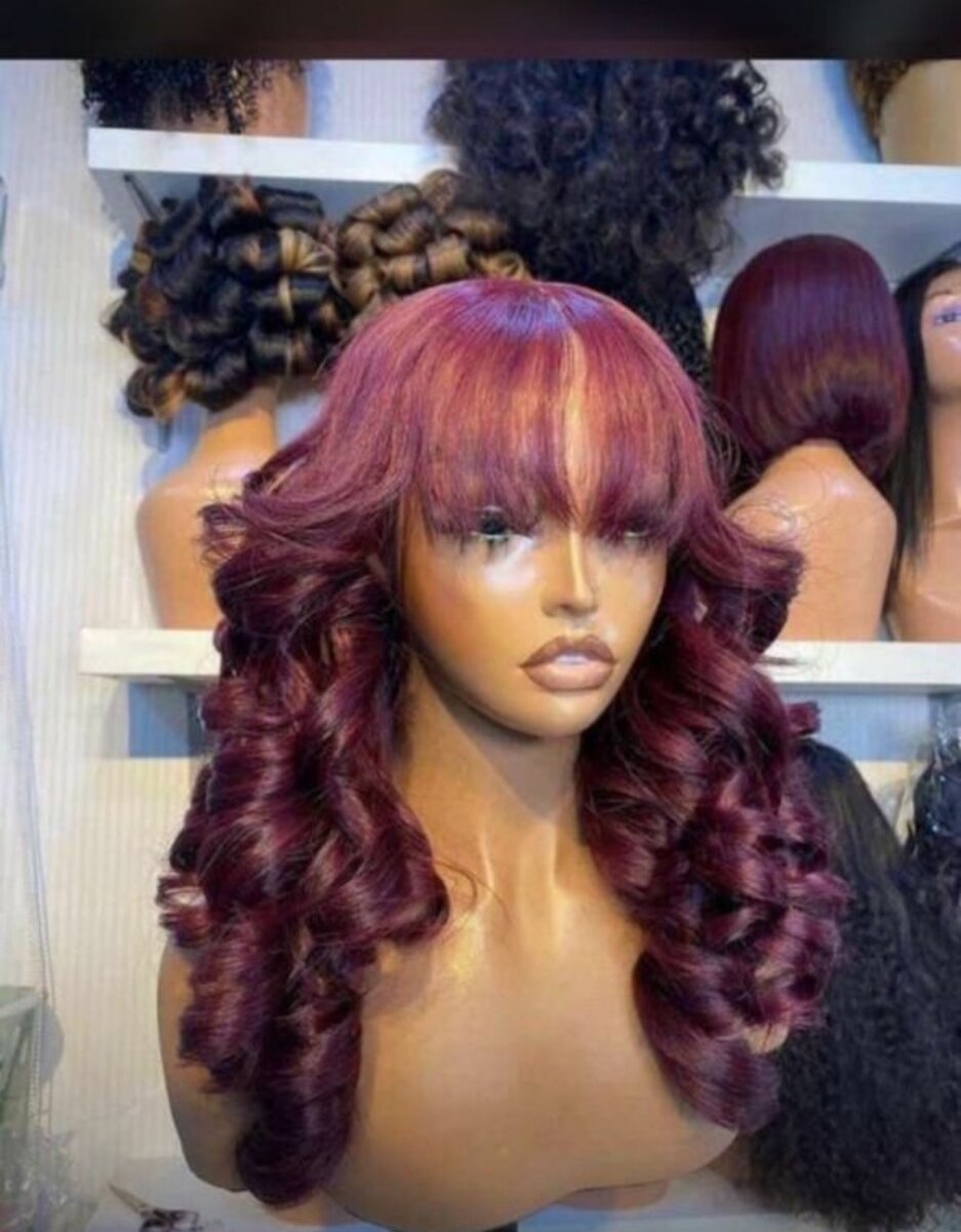 16/30 inches fringe wig (burgandy & black)
