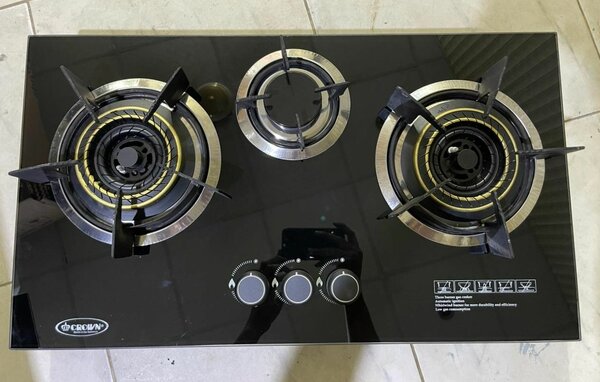 Kitchen gas auto glass top hob 3 burner