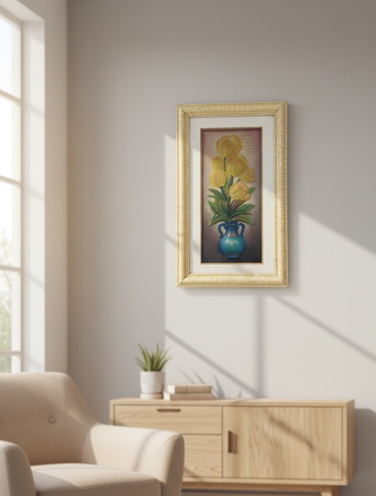 Tableau de Fleurs en Cadre Doré