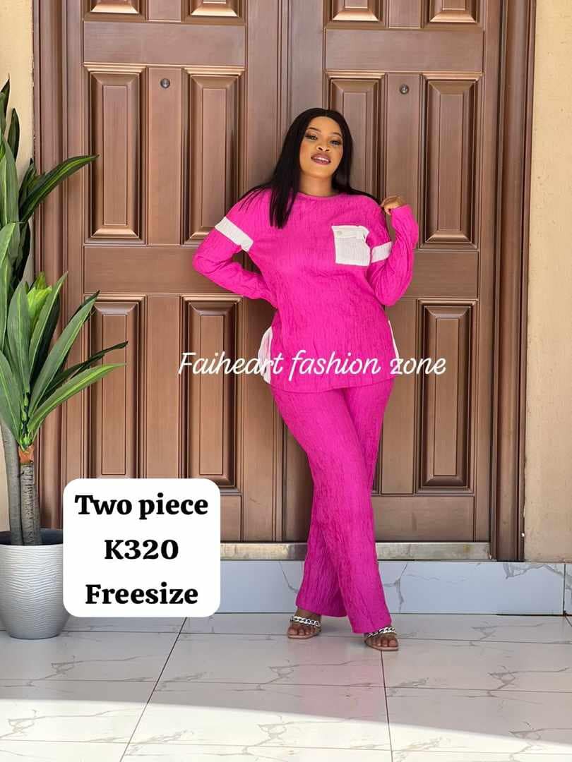 Women's set, bright pink tunic and trousers