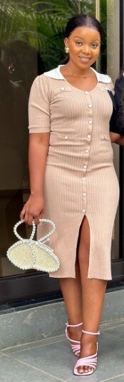 Dress beige, tight, midi length, size s-2xl