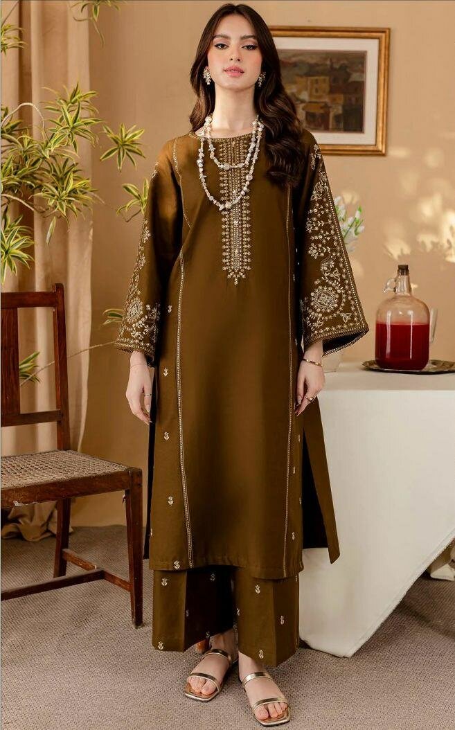 Airjet lawn full embroidery unsatich 2 pc ,dc free