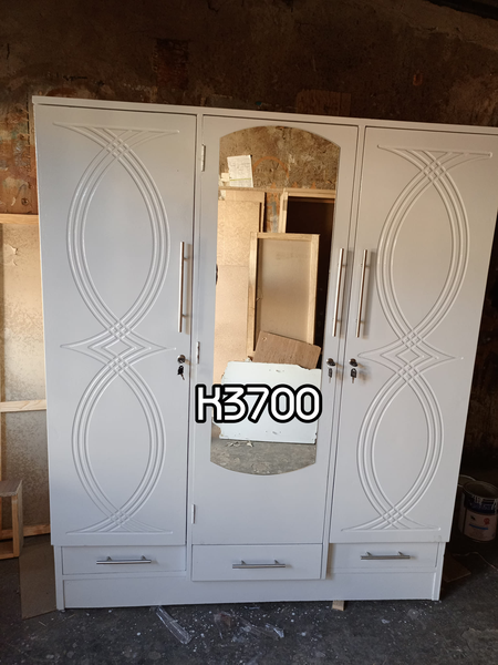 white cabinet with a pattern