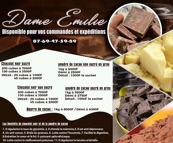 Chocolat Noir sucré et non suc