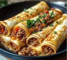 Crêpes viande hachée fromage