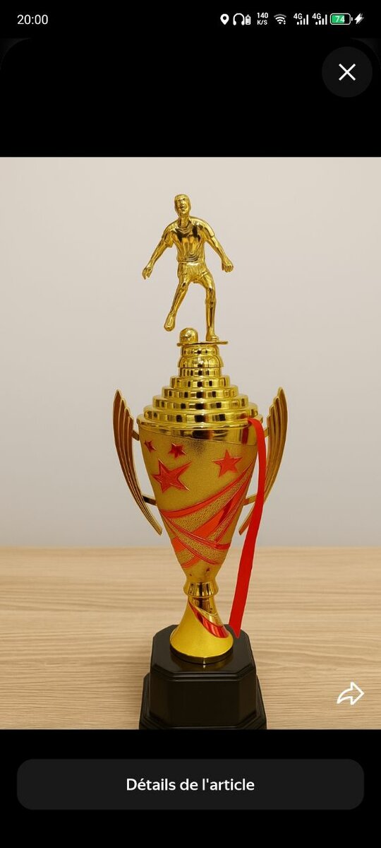 Trophée de Football en Or