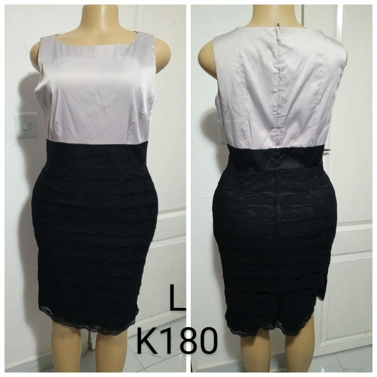 Women's black and white dress, size L