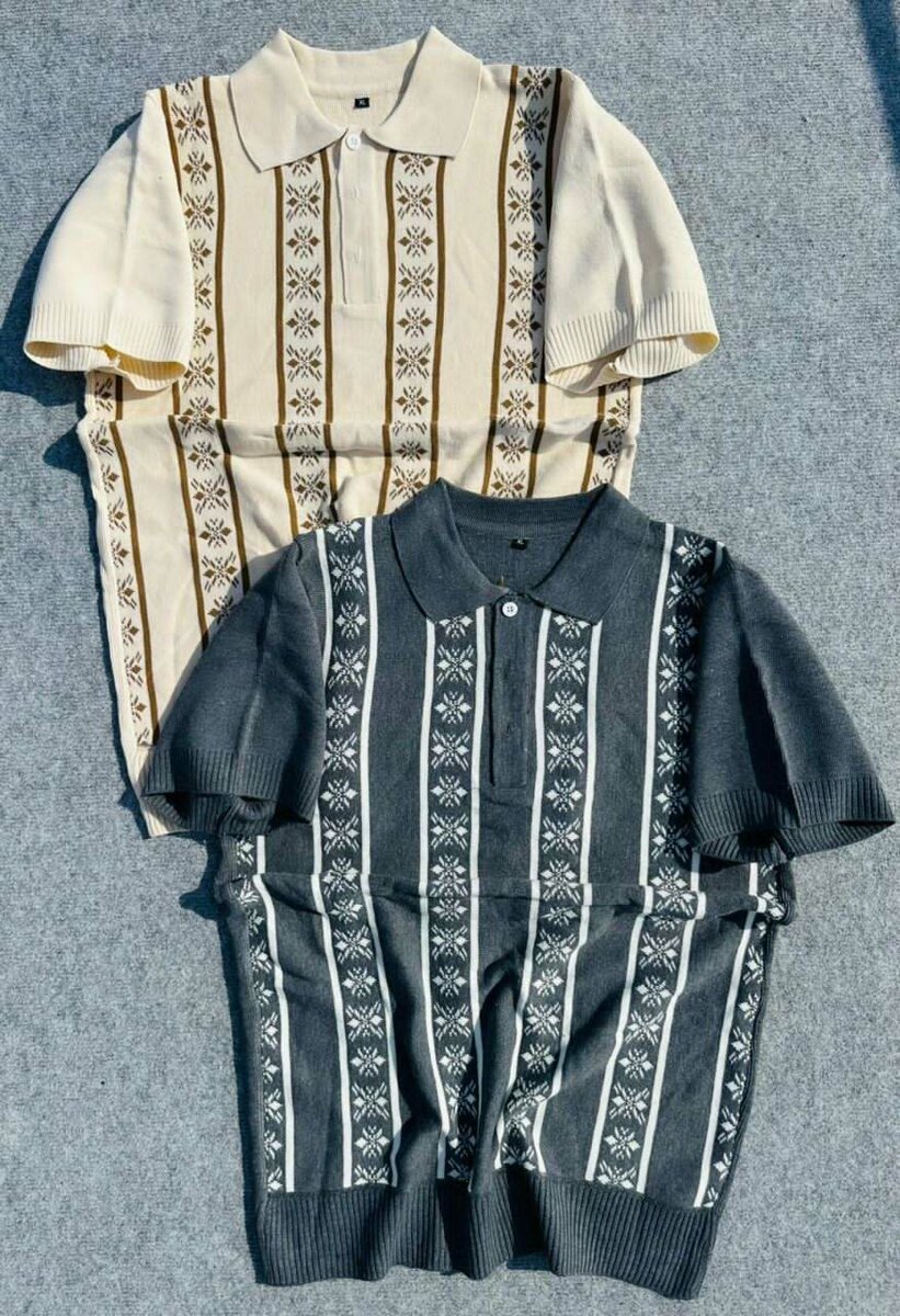 Polos en maille à rayures pour hommes