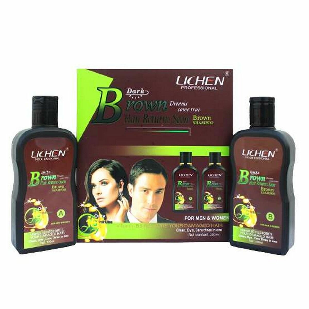 LICHEN Professional Brown Hair Shampoo 400ML (200mlx2)
