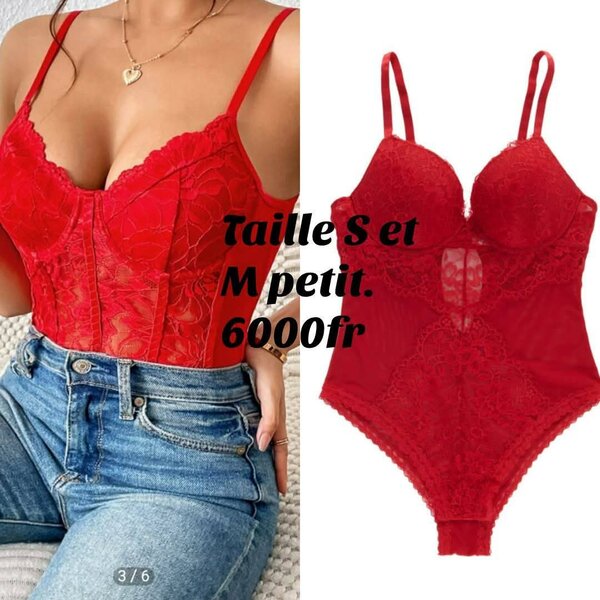 Bodysuit rouge dentelle sexy