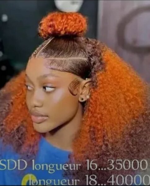 Perruque Bouclée Orange Vivante