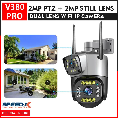 Speed-X IP Camera Wifi Wireless 2mp + 2mp HD Dual Lens PTZ + Still CCTV Surveillance Outdoor Wifi Camera