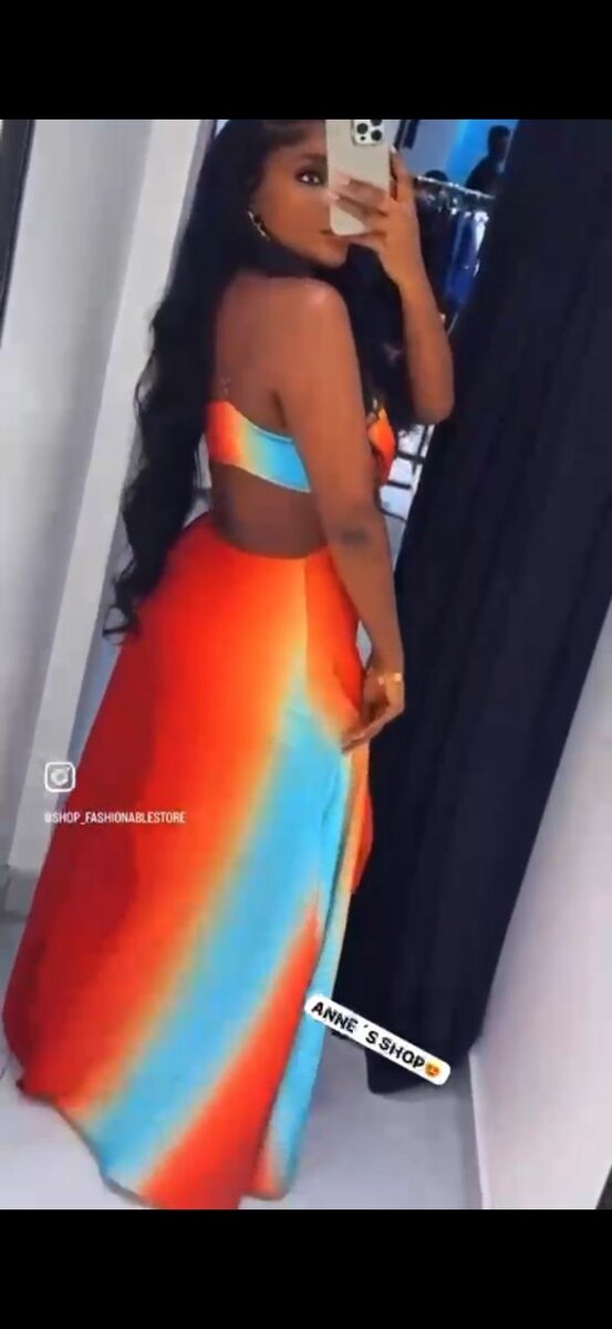 Robe Longue Dos Nu Multicolore