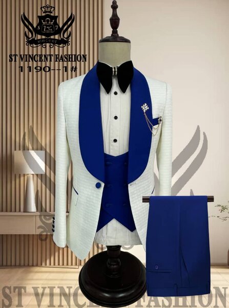 Costume élégant blanc et bleu