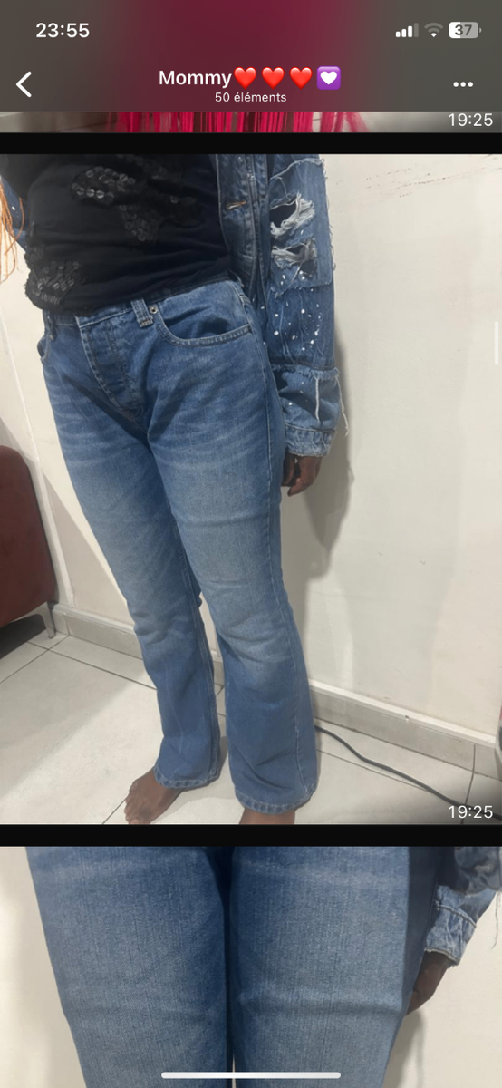 Jean évasé bleu femme