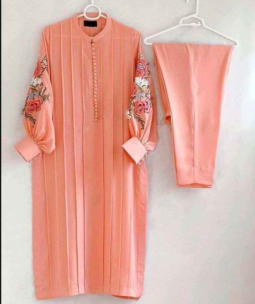 Fancy embroidery lilen 2pcs