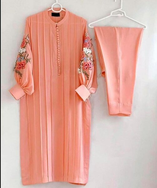 Fancy embroidery lilen 2pcs