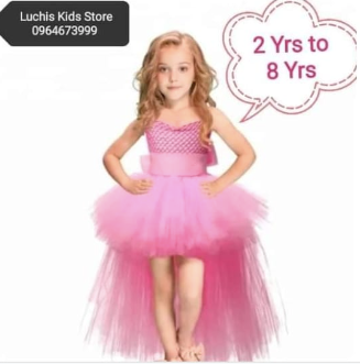 Girls' pink, tutu dress with long back and short front