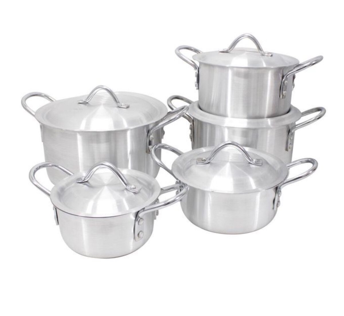 5 Pieces Aluminum Cooking Set - Silver