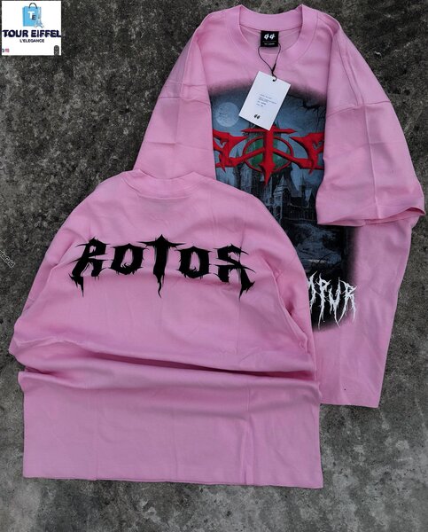 T-shirt oversize gothique rose