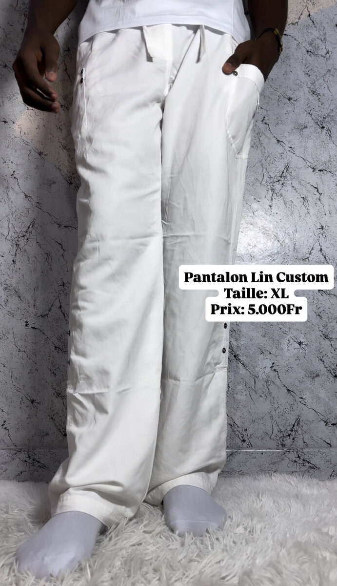 Pantalon en lin blanc XL