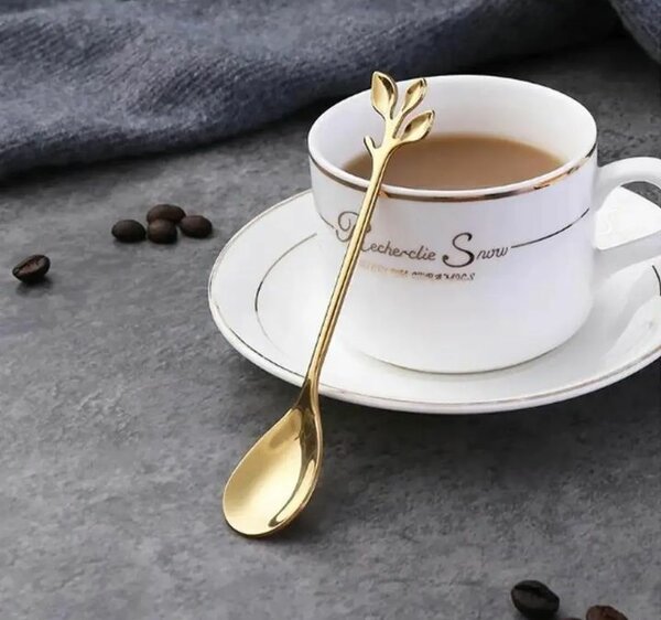 Portuguese Golden Stainless Steel Coffee Spoon Dessert Fork