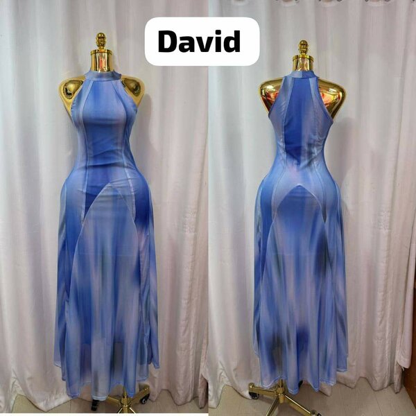 Robe longue bleue élégante