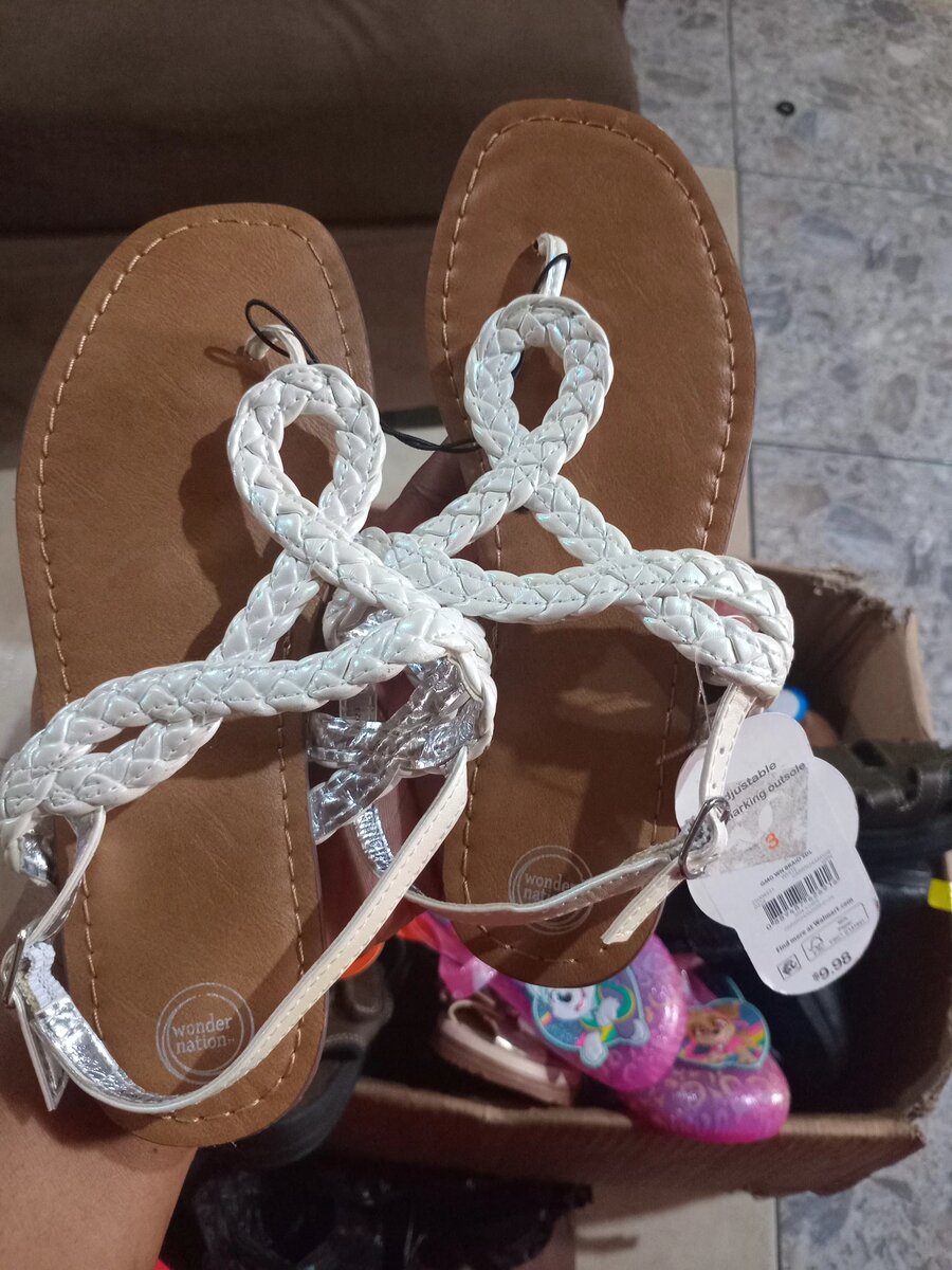 Wonder nation  white braid sandals