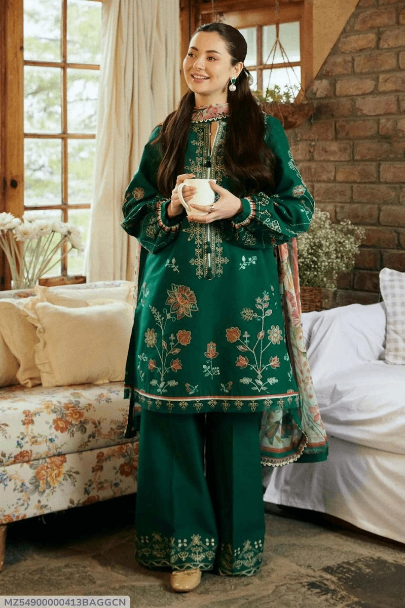3 PCs Women's unstitched Dhanak Suit
