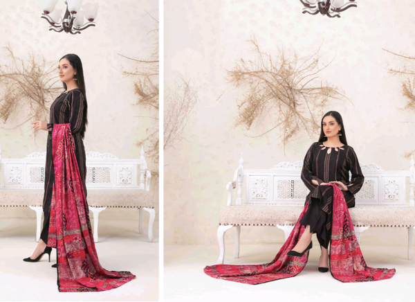 Shahid Tawakkal New Fancy Sitara Leather Peach with Digital Printed Leather Peach Shawl Collection 2024