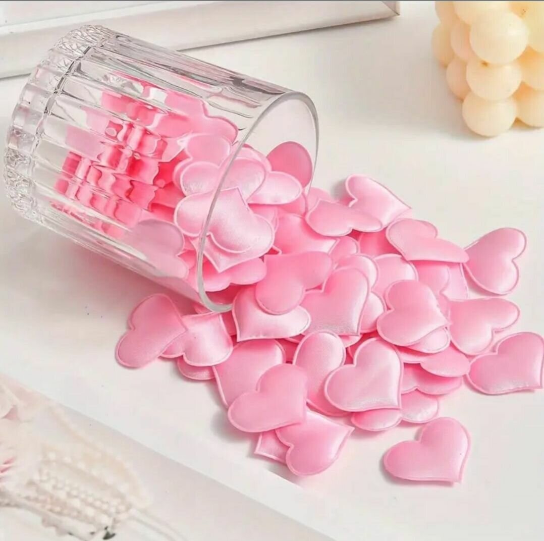 Confettis Coeur Satin Rose 100PCS