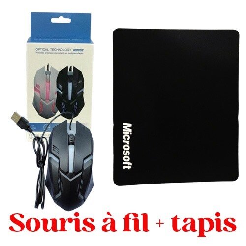 Souris à fil gamer + tapis de souris