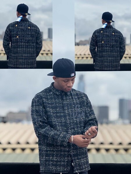 Veste en laine à carreaux