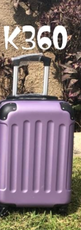 A small purple travel bag