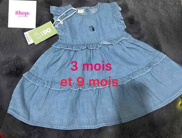 Robe en jean bébé 3 et 9 mois