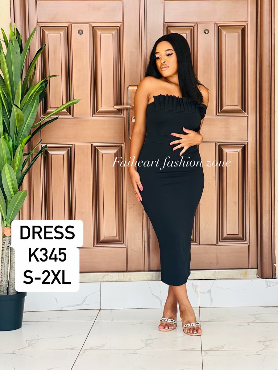 Women's black dress with bare shoulders Sizes: S, M,L,XL,2XL