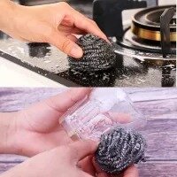 6 PCS Stainless Steel Sponges Scrubbers 3.3" Cleaning Ball Metal Scrubber For Pot Pan Dish Wash Cleaning
