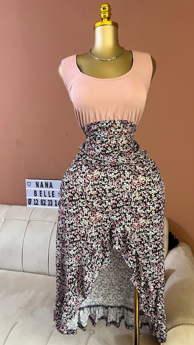 Robe mi-longue fleurie