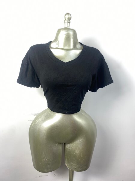 T-shirt noir court en coton