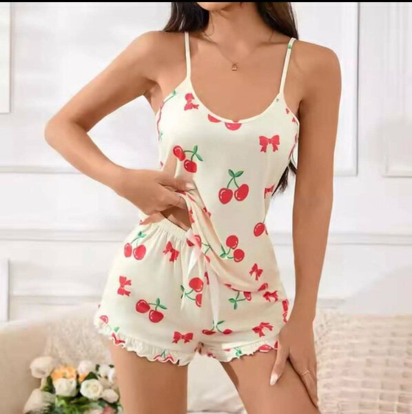 Ensemble pyjama cerises femme