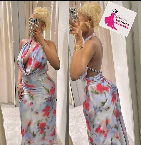 Robe dos nu motif floral femme