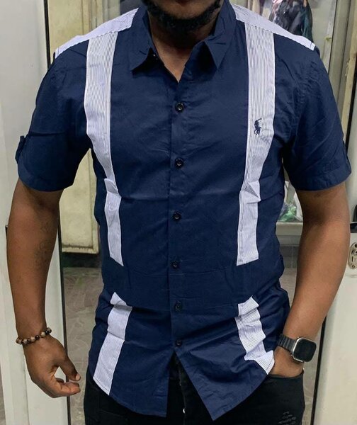 Chemise bleue à rayures homme