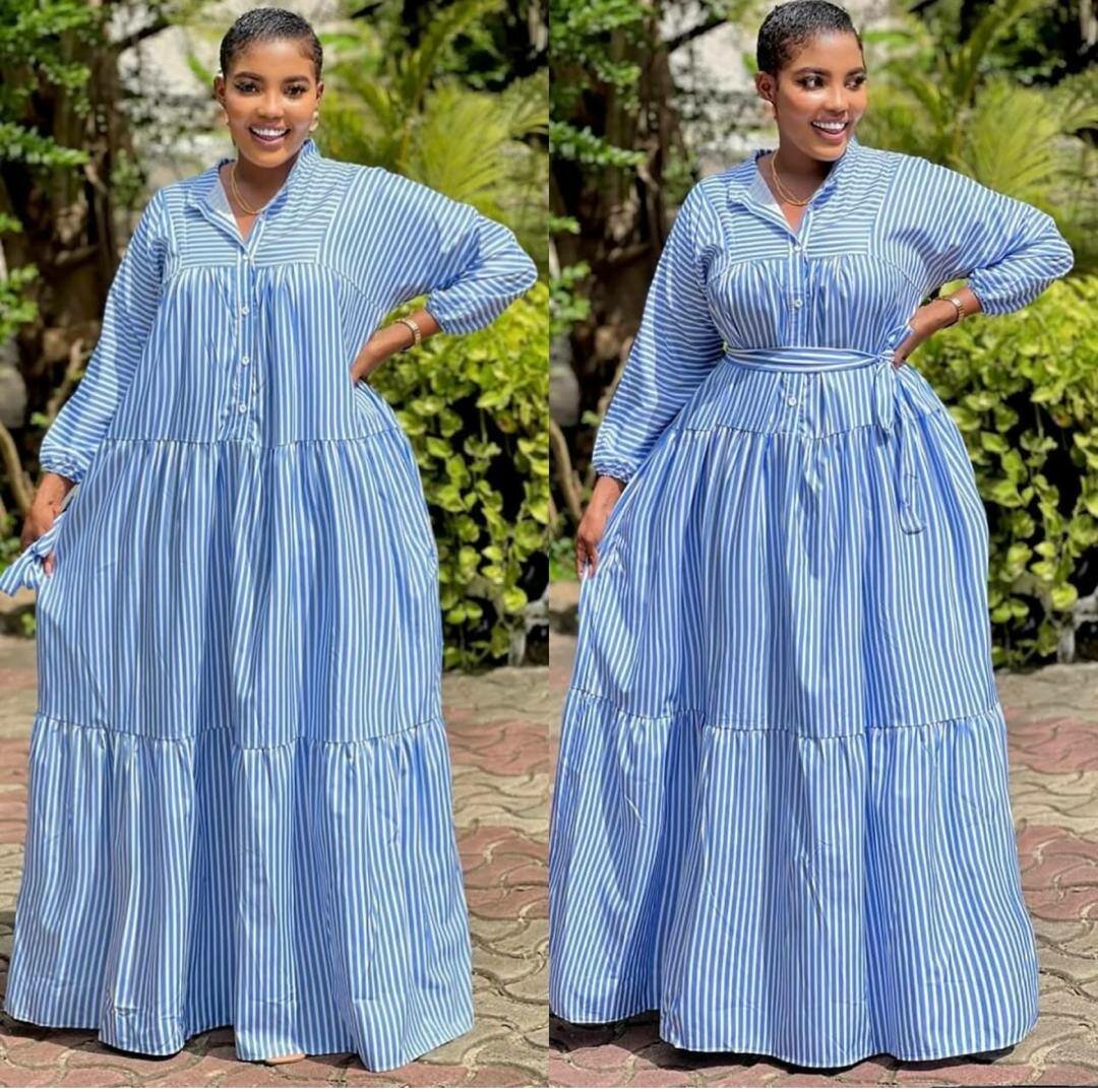 Robe longue bohème à rayures