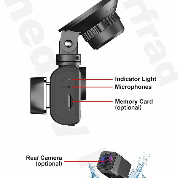 Car 3lens Dashcam Camcorder Monitor Recorder