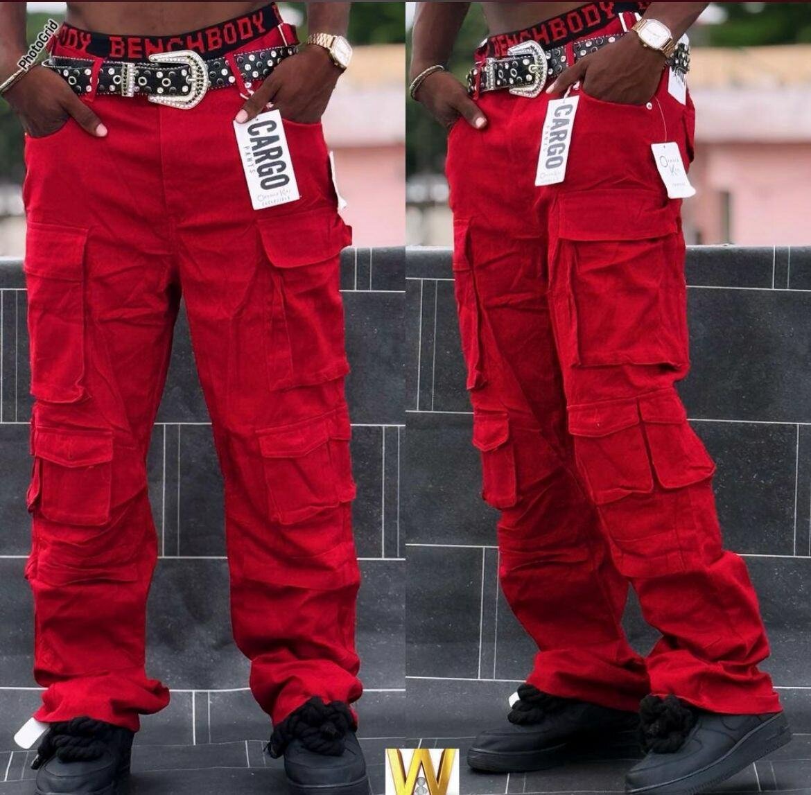 Pantalon Cargo Rouge Homme