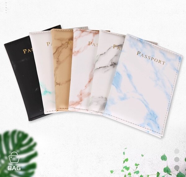Étui passeport Marbre Bleu