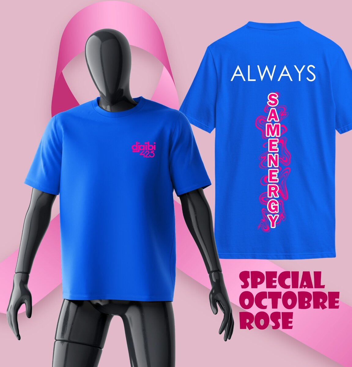 T-shirt Bleu Octobre Rose