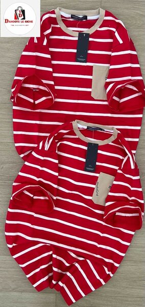 T-shirt rayé rouge unisexe