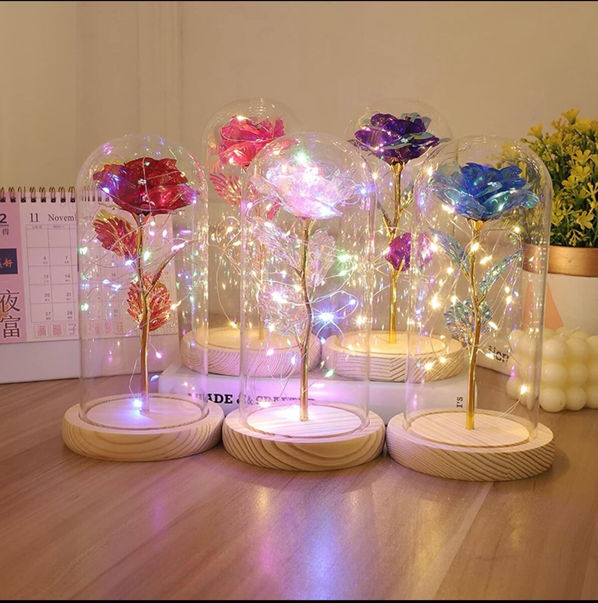 Rose Fleur Artificielle avec Lumières LED